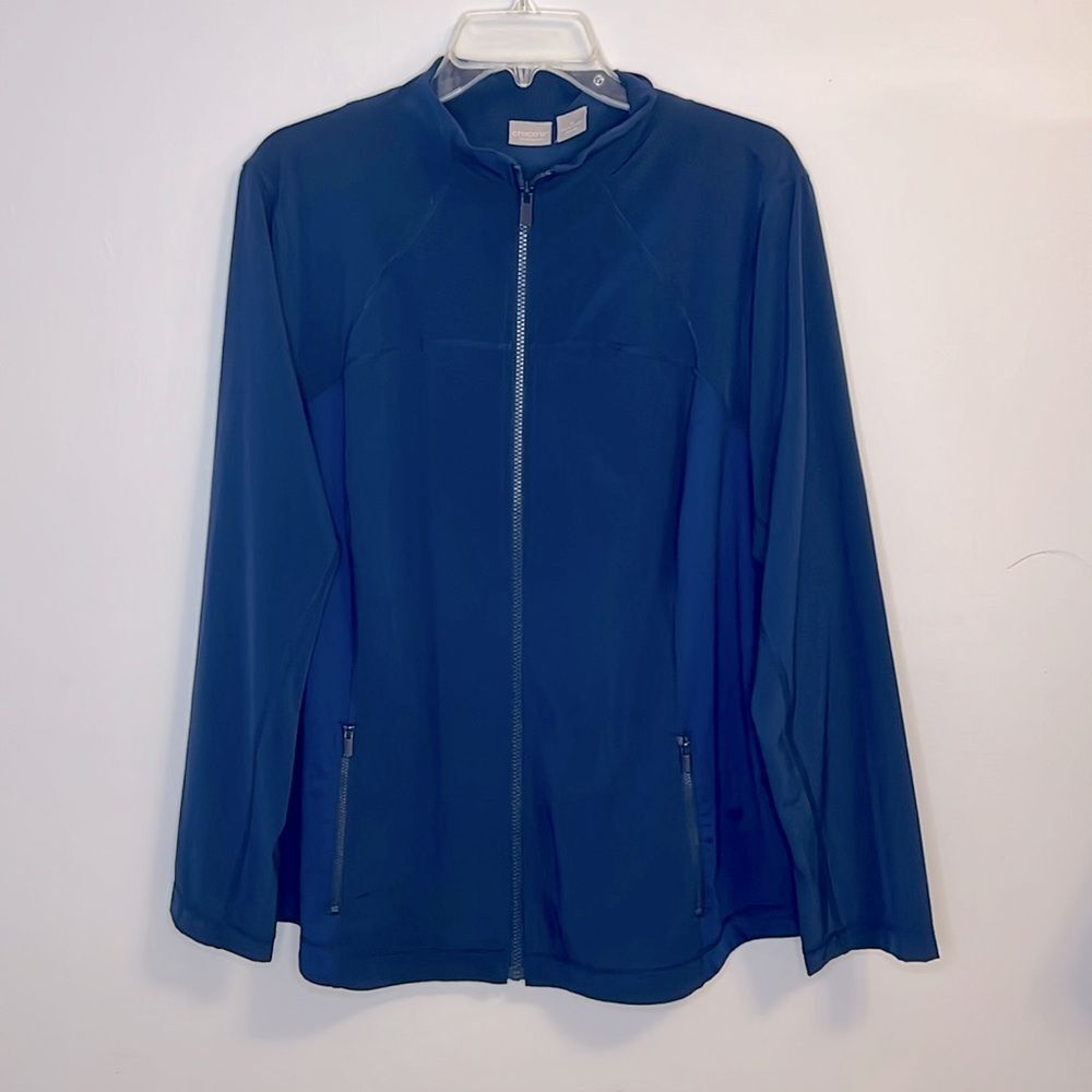 Chico’s Size 4 (XXL) Zenergy Blue Long Sleeve Zip Up Women’s Activewear Jacket.